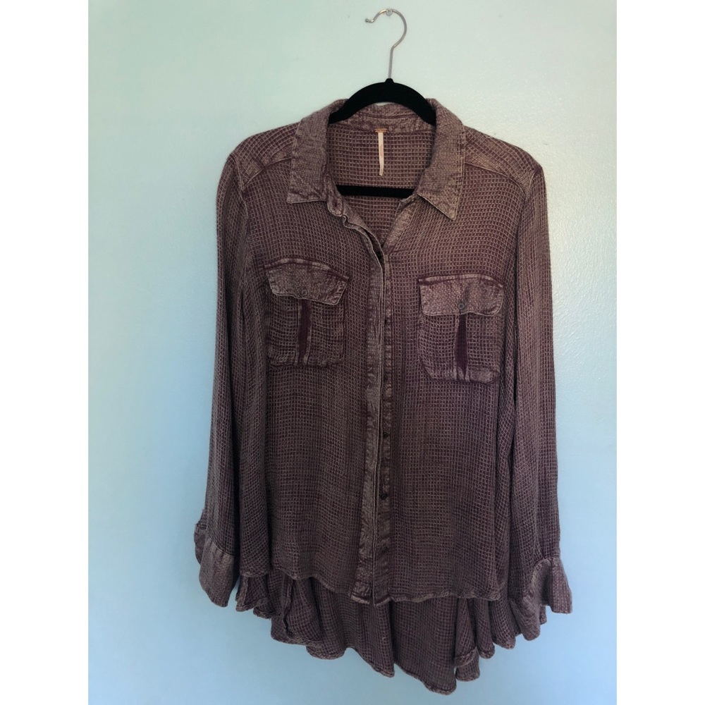 Free People Button Down Top- Maroon